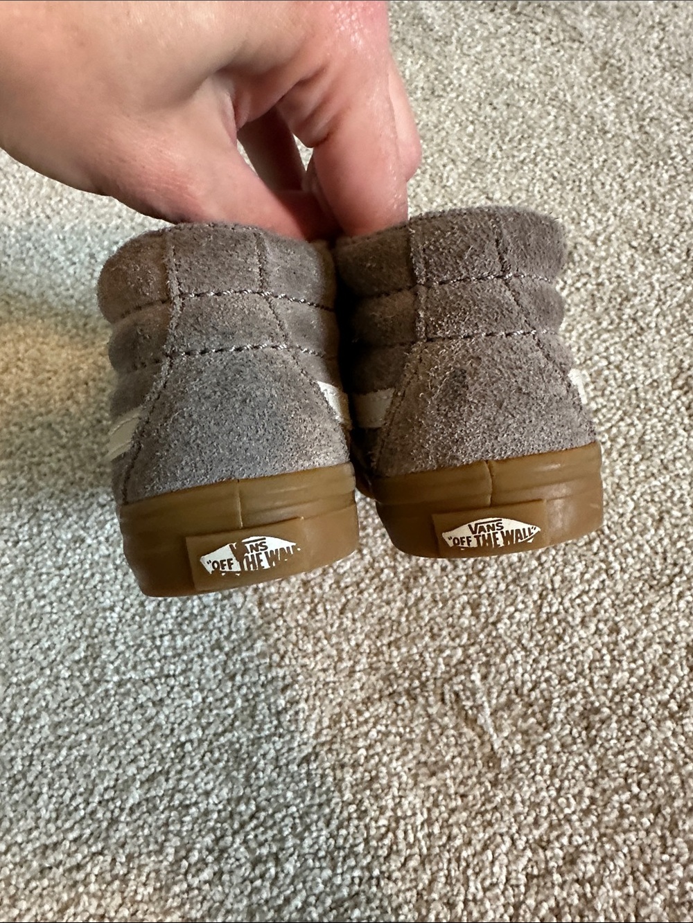 Vans Kids Taupe Suede Velcro Sneakers - Picture 4 of 8